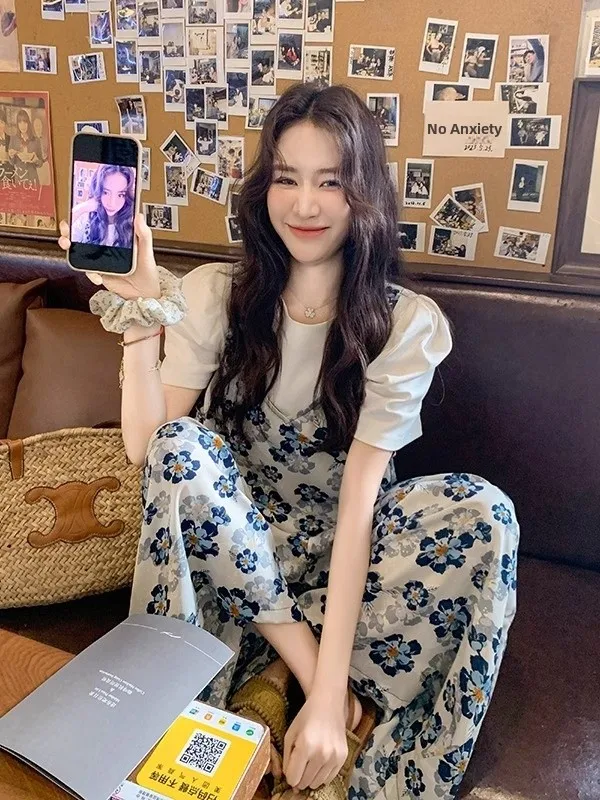 Blumendruck ter Einteilige Hose Damen Sommer Einzigartig Schöne Koreanische Sle Casual Design Hohe Taille Abnehmen Dr