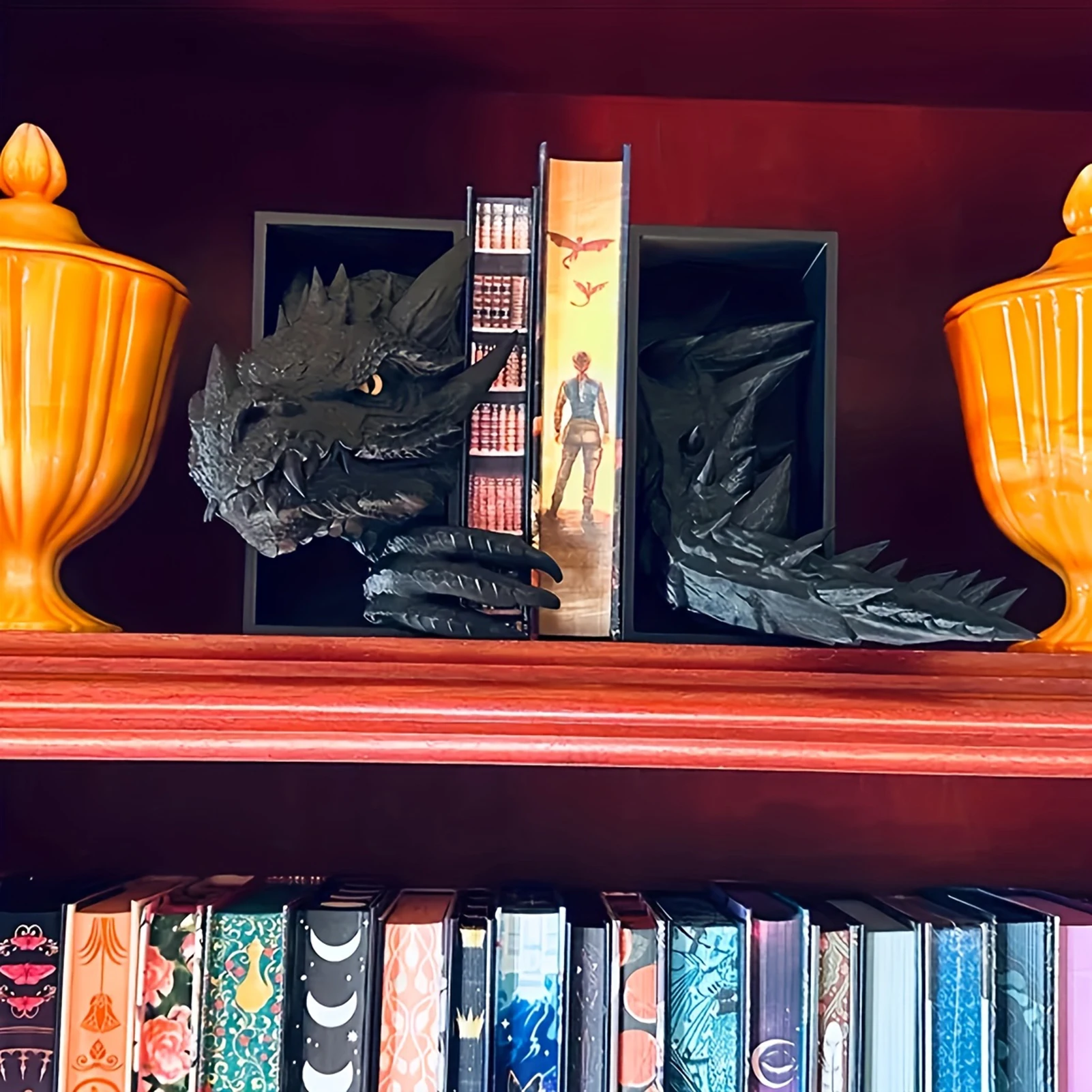 

Creative Dragon Book End Heavy Duty Decorative Bookshelf Bookend for Study Room Living Room Decor