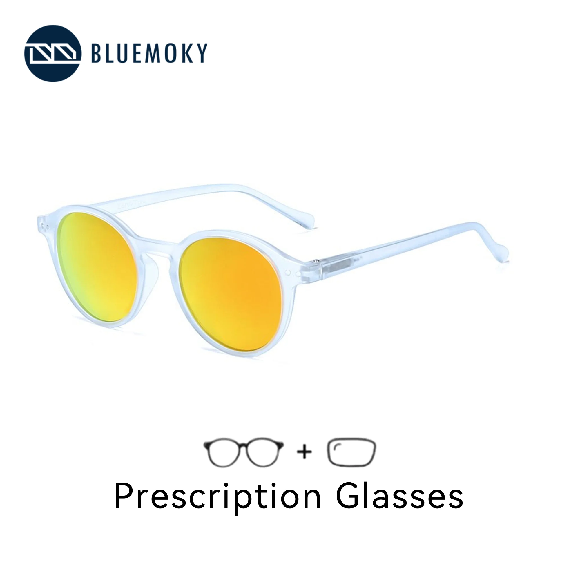 

Винтажные круглые поляризационные солнцезащитные очки BLUEMOKY для мужчин и женщин, круглые очки для коррекции близорукости, прогрессивные оптические солнцезащитные очки