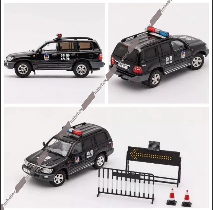 

GCD 1:64 Land Cruiser LC100 Полицейский автомобиль Литой под давлением Металлический автомобильный дисплей Коллекция Ограниченная серия Игрушки для хобби