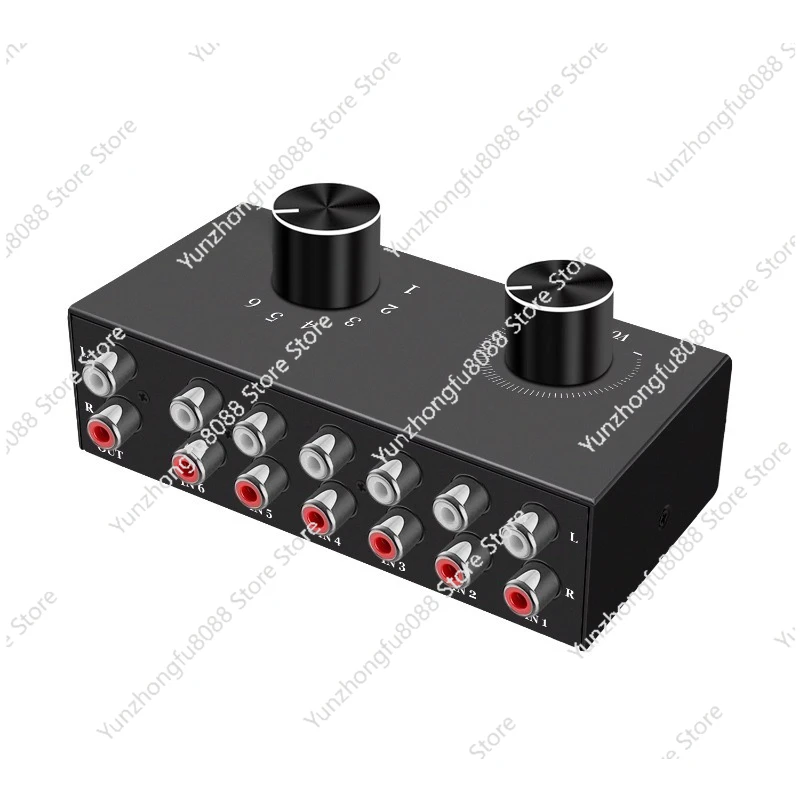 

Lossless 6 in 1 Out Audio Switcher Red and White Lotus 3.5 Earphone Sound Source Conversion Splitter 6 in 1 Out Audio