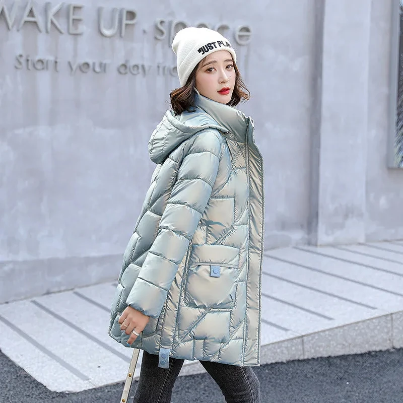 2023 New Women\'s Parkas Winter Down Cotton Jacket Hooded Cotton Padded Coat Korean Loose Warm Thicken Coat Windproof Outwear