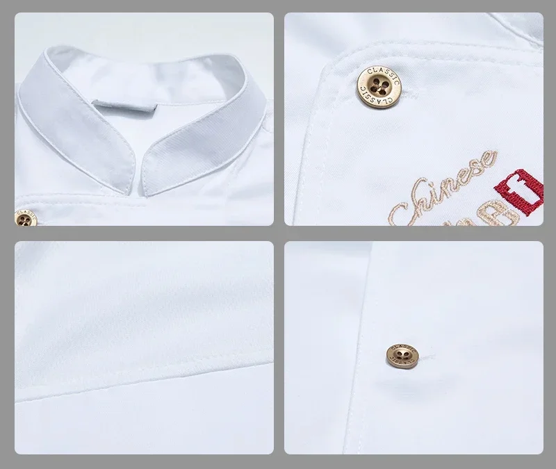 Veste de Chef blanche à manches courtes, uniforme avec tablier pour hommes, manteau de Chef de cuisine de Restaurant respirant, vêtements de travail noirs, accessoires de Chef