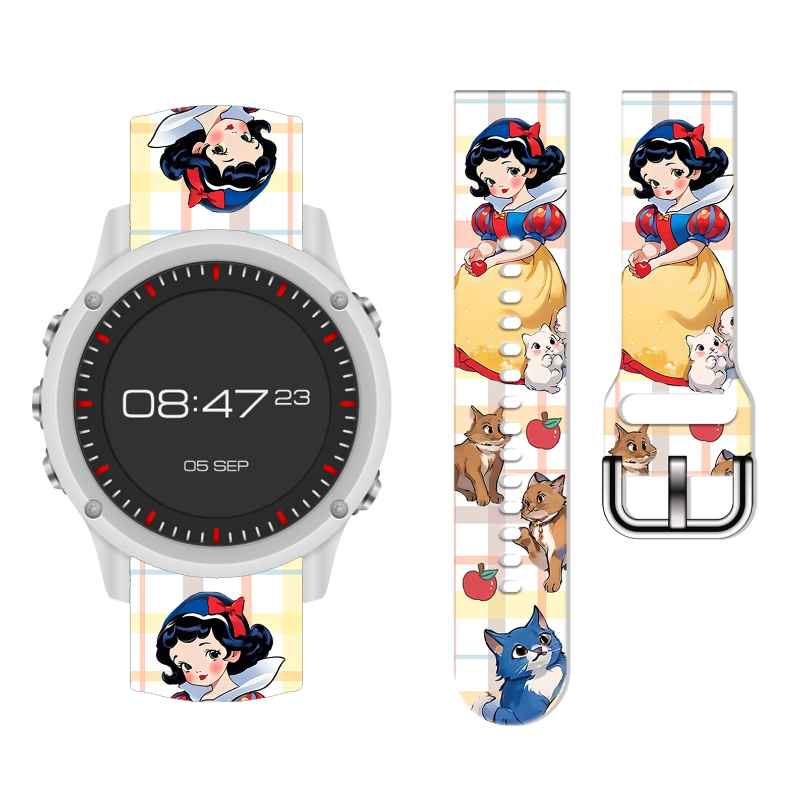 

Disney Snow White Series Print Strap for Samsung Galaxy Watch 7/6/5/4, 20mm Universal Band Fits 40mm 44mm Xiaomi Huawei Amazfit