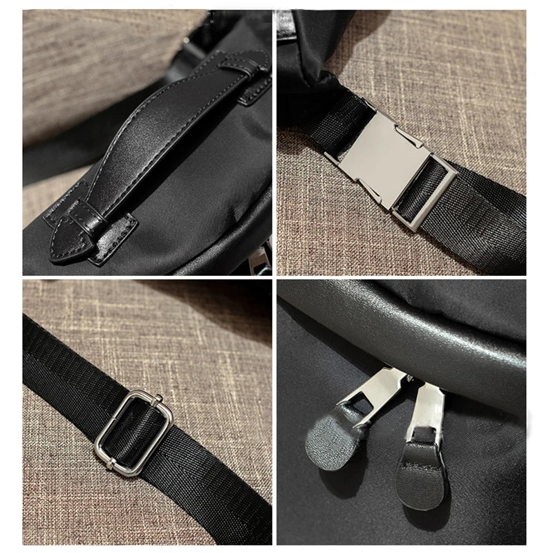 Damen Neue Modische Brust Tasche Schwarz Nylon Crossbody Sollte Handtasche für Frauen Weibliche Hobos Halbe Mond Geformt Kette Taille Tasche