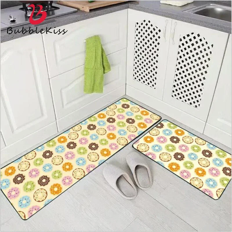 Bubble Kiss Cartoon Colorful Donuts Kitchen Mat - Non-slip Door Mats - Outdoor Home Decor - Hot Sale Floor Mats