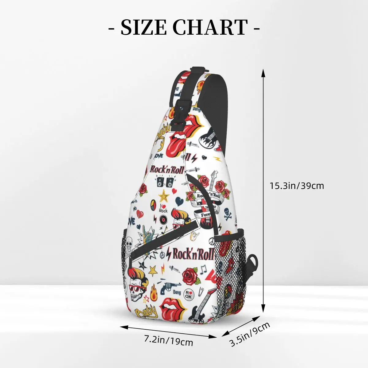 Rock N Roll Skulls Guitar Hippie Signs borse a tracolla a tracolla borsa a tracolla zaino Daypack per escursionismo viaggi sport Pack