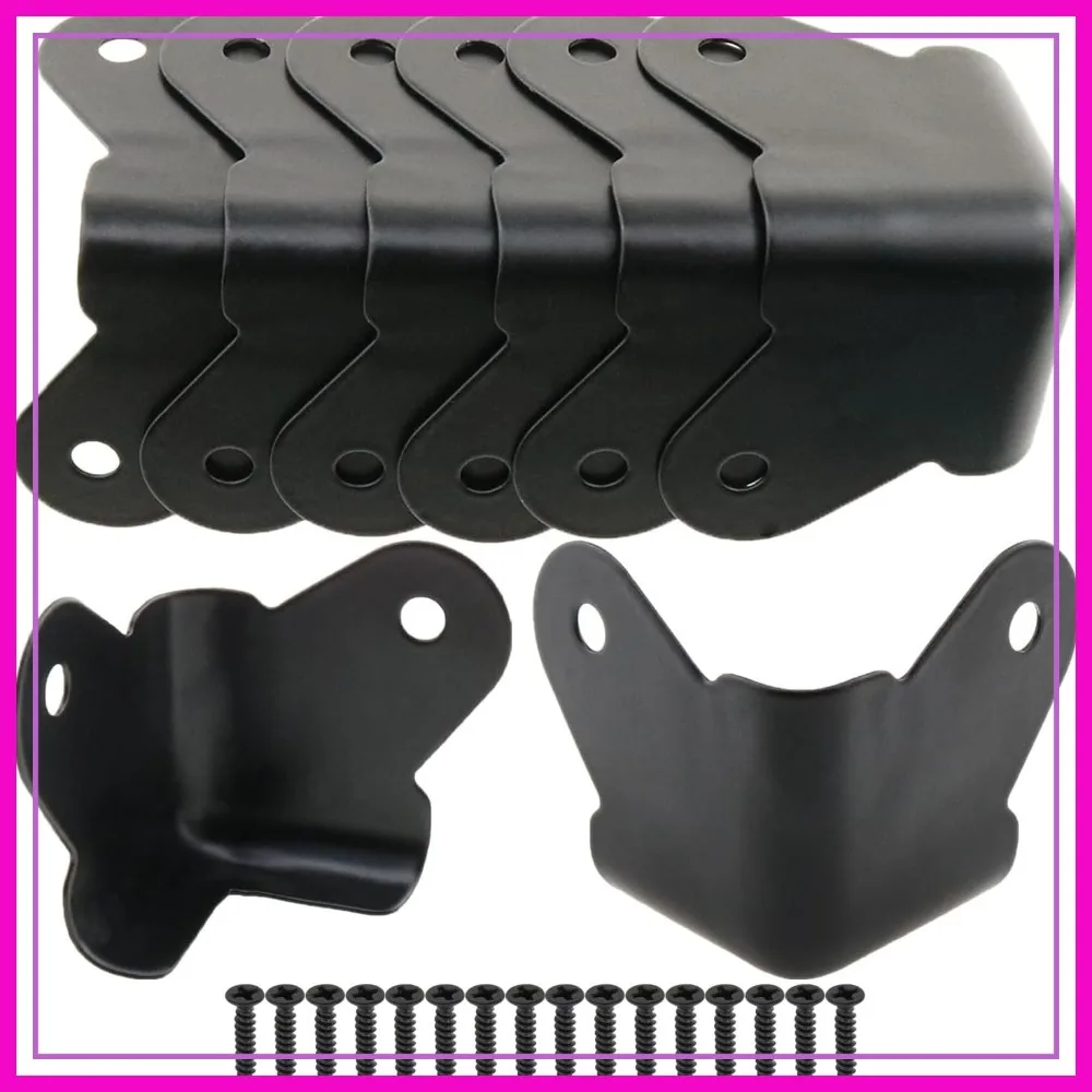 

8PCS Textured Steel Edge Protection Box Corner Protector, Powder Coat Decorative Corner with Installation Screws, Black