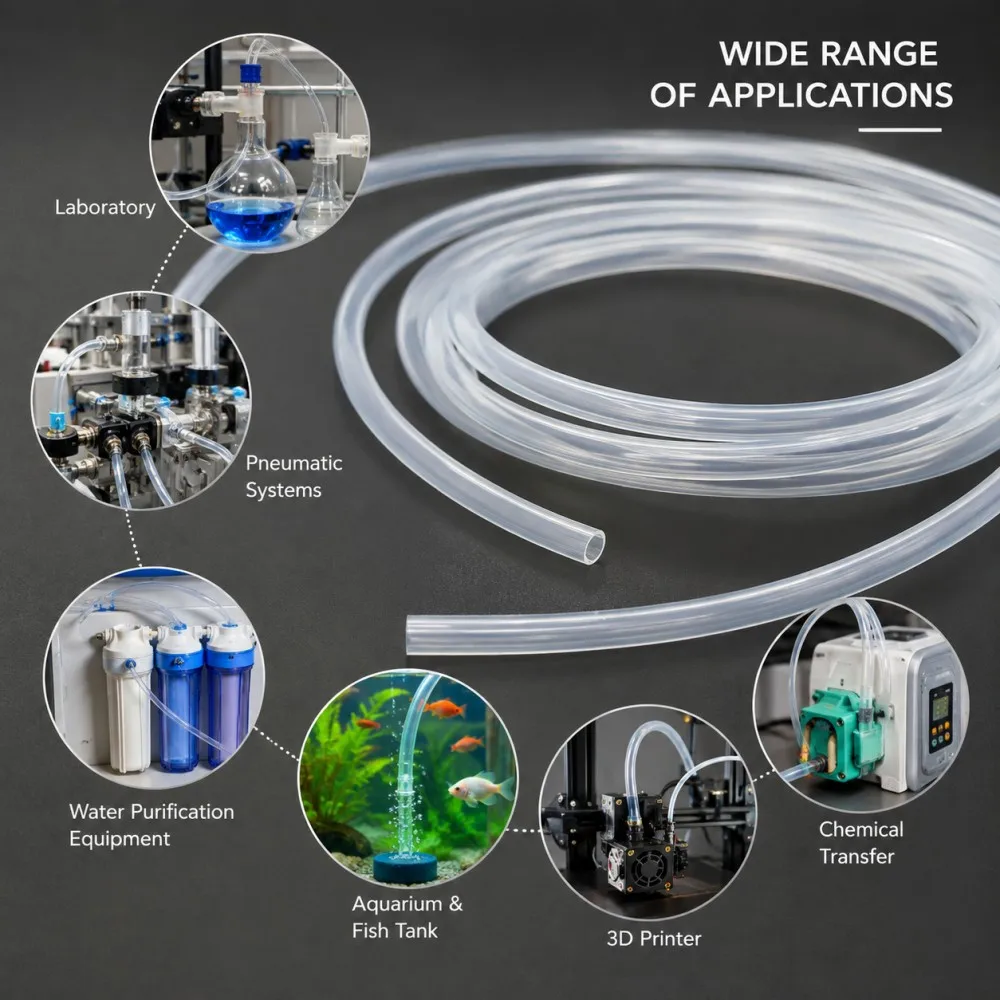 Transparent PTFE Tube ID 0.8-1-1.6-3.17-5-6.35-7-9.36-10-12mm PTFE Electrical Insulation Material Corrosion Resistance Tubing