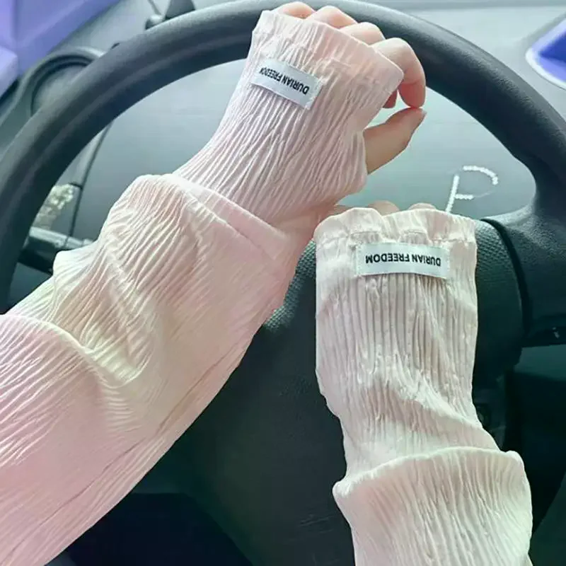 

Fashionable Loose Thin Ice Silk Long Sleeves For Women Girls Summer Sunscreen Arm Protector Hand Sleeve Cycling Fingerless Glove