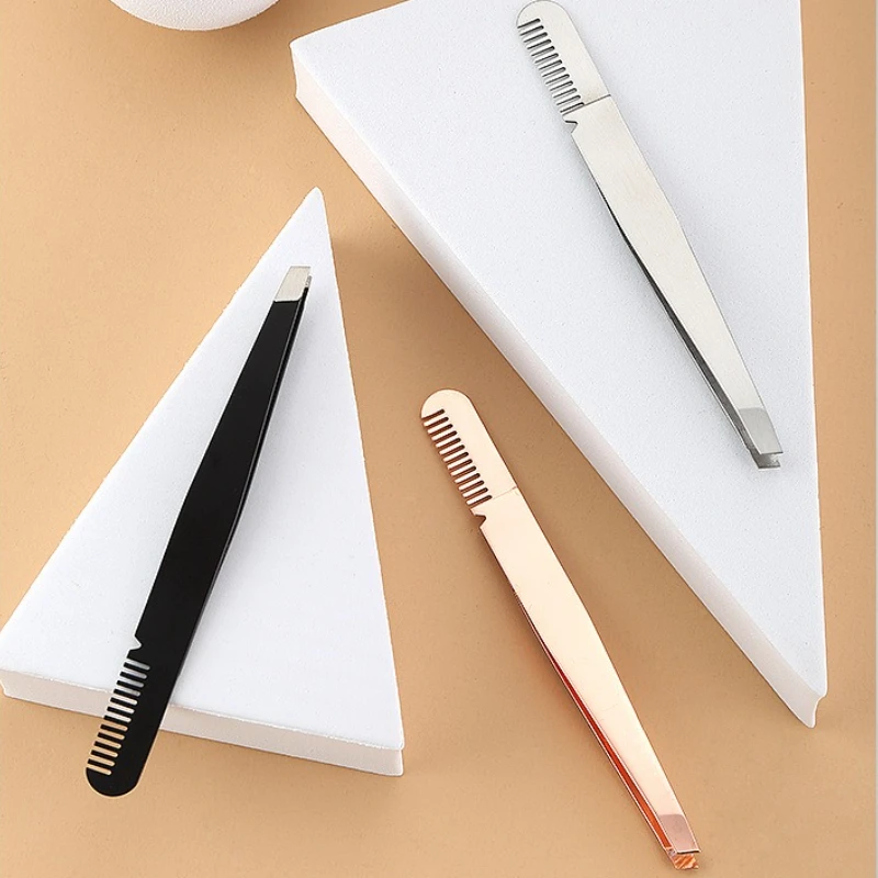 Pinzette per piegaciglia inclinate placcate in oro in acciaio inossidabile Pinzette per depilazione sopracciglia Pinzette molto rilassate e molto senza sforzo