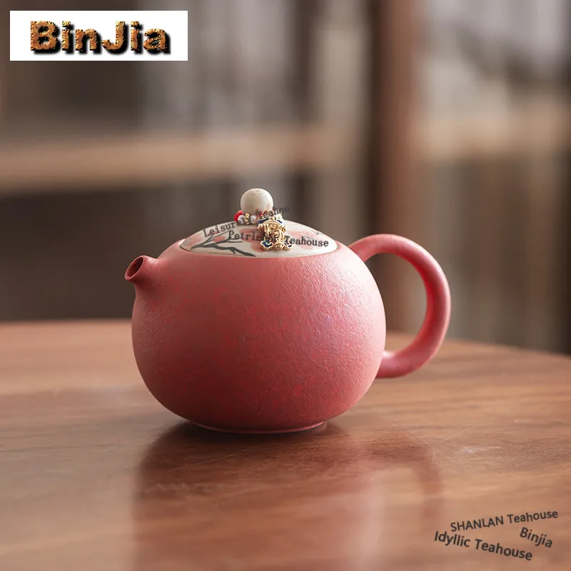 

200ml Hand-painted Plum Blossom Xishi Teapot Retro Tea Infuser Pot Household Tea Soaking Kettle With Filter Drinkware Ornaments