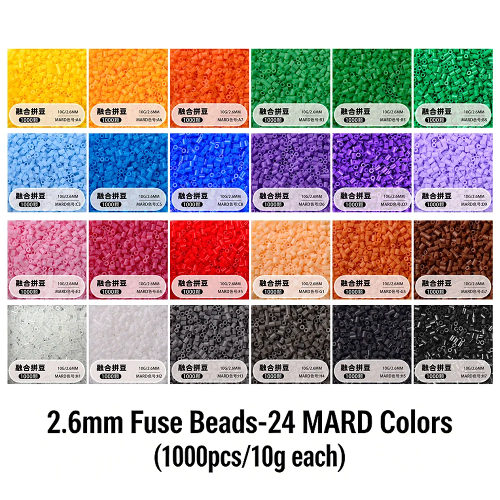 

2.6mm 1000PCS Black white gray blue green purple Hama Beads for Kids Iron Fuse Beads diy Puzzles Pixel Art Gift Children Toy