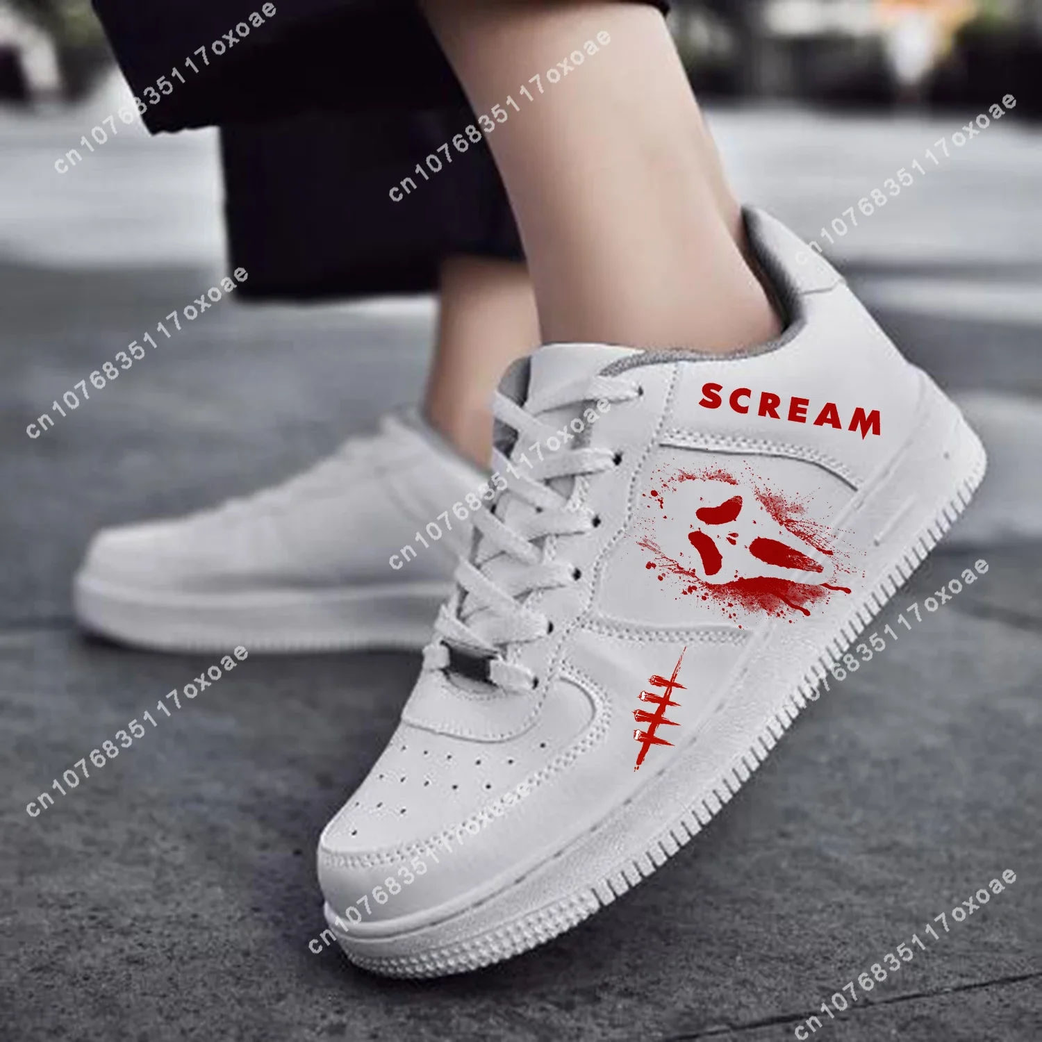 Scream Movie billy Loomis Halloween AF Basketball Mens Womens Sports High Quality Flats Force Sneakers Lace Up Mesh Custom Shoe