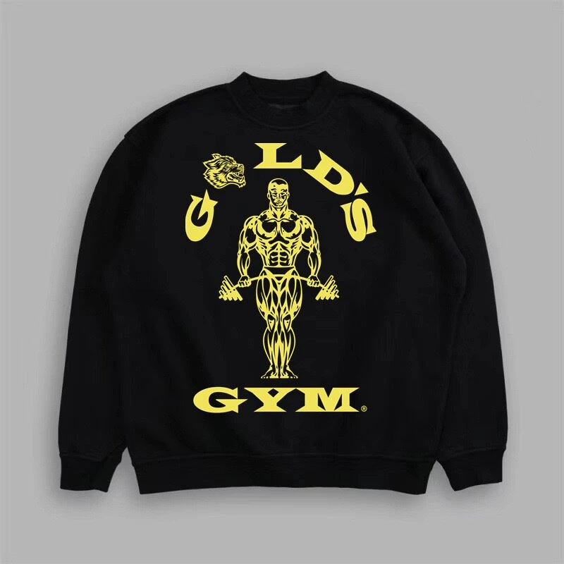 2026 Amerikanische Streetwear-Marke Retro Wolfskopf Fleece Bedruckter Pullover für Männer und Frauen Locker Sitzender Rundhals-Oberteil – Detail 2