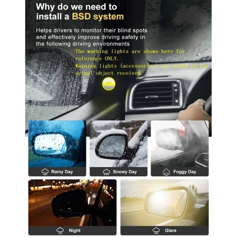 XA6H 77Ghz Millimeter Waves Radars 12V Universal BSD Blind Spots Detection System Lane Change Assist Highlight Warning Light