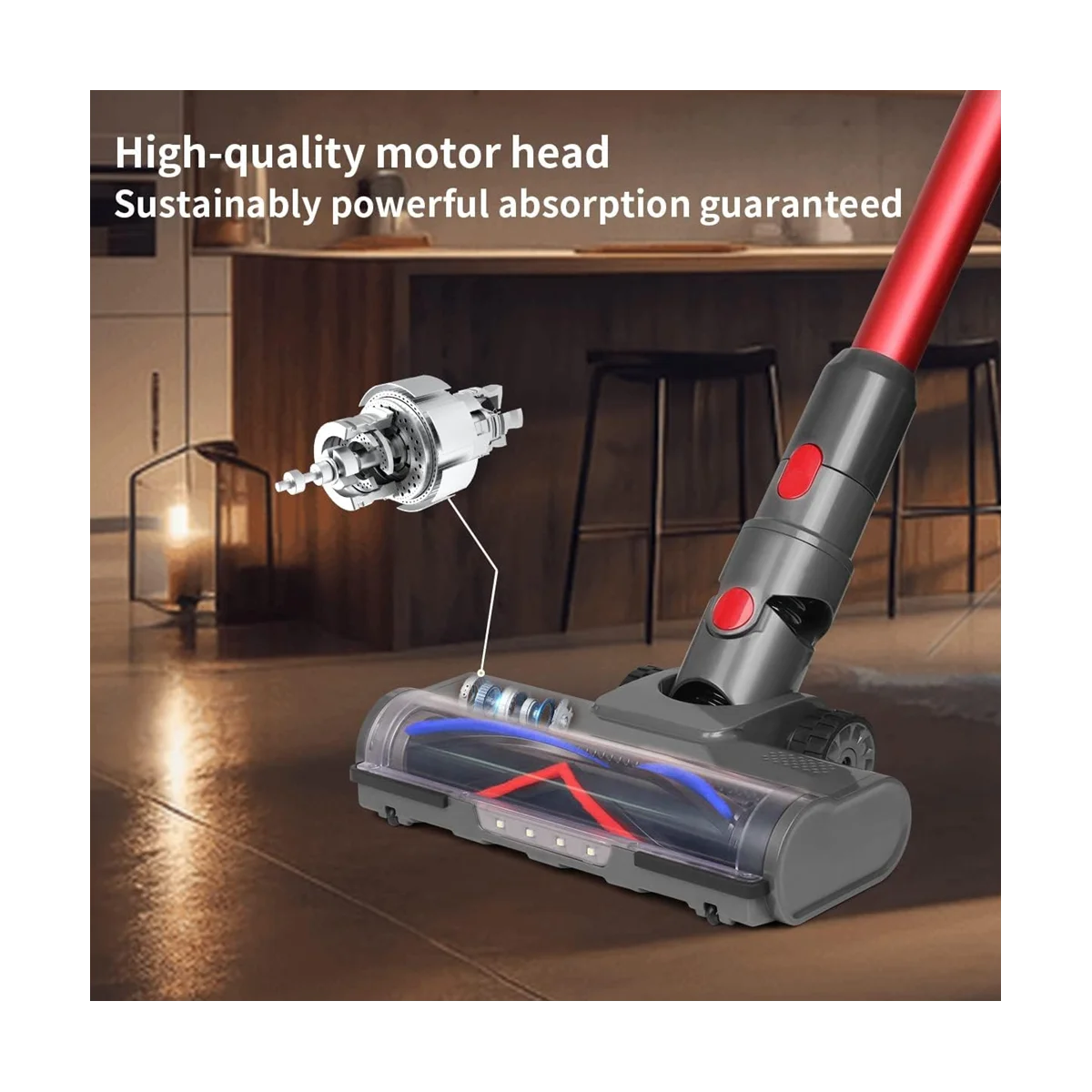 Brush for Dyson V7 V8 V10 V11 V15 Vacuum Cleaners,Interchangeable Brush Head with LED Lights for Hard Floors and Carpets