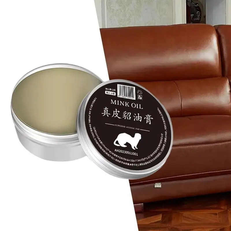 Natural Leather Recoloring Care Balm With Mink Oil Leather Repair Car Seat Sofa Coats Scratch Cracks Rips Maintenance Tool