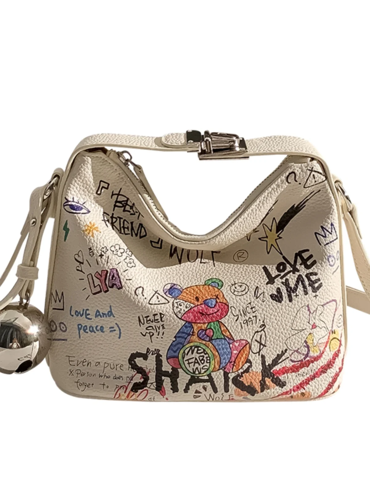 Bella e carina pochette da sera portatile con orsetto con stampa Graffiti colorati 2024 moda e borsa in morbida pelle