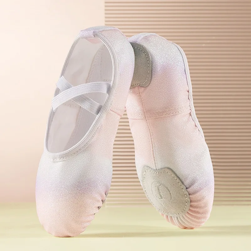 Picture 5: Ballet Dance Shoes Shiny Rainbow Soft Sole Slippers Split Sole Footwear Stage Dancing Shoes Daily Training Party Dance Decors