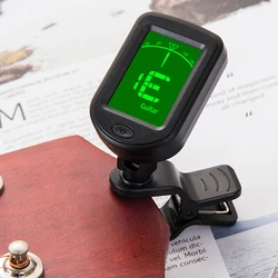 LCD Display Digital Clip-On Tone Tuner 3V Button Battery Clip-On Tuner for Guitar/Bass/Violin/Ukulele Chromatic Tuning Modes