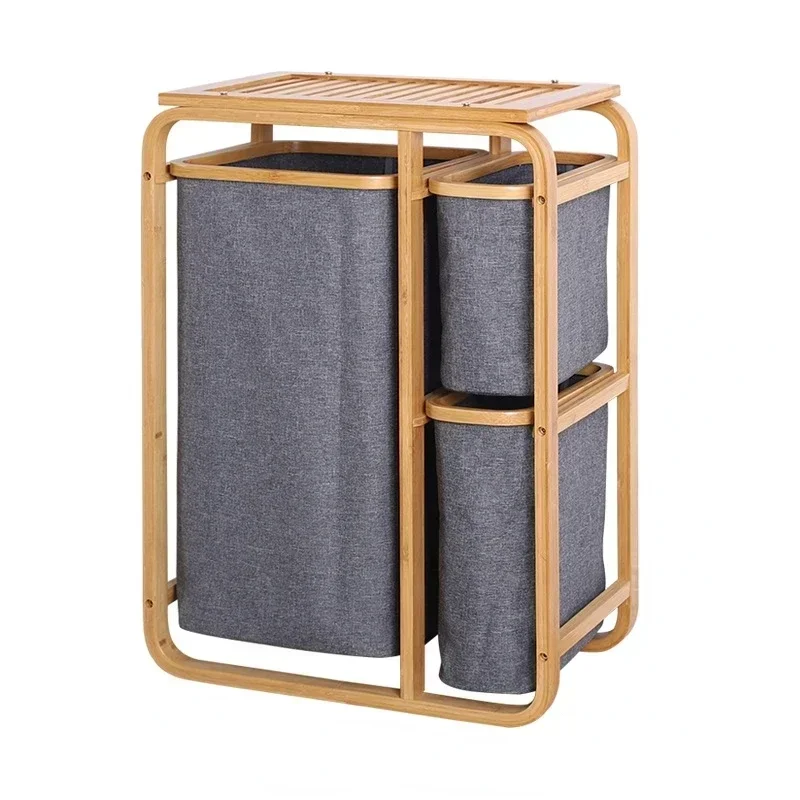 

Foldable Laundry Basket Bamboo Classification Organizer Basket Bathroom Storage Rack Dirty Clothes Basket Household