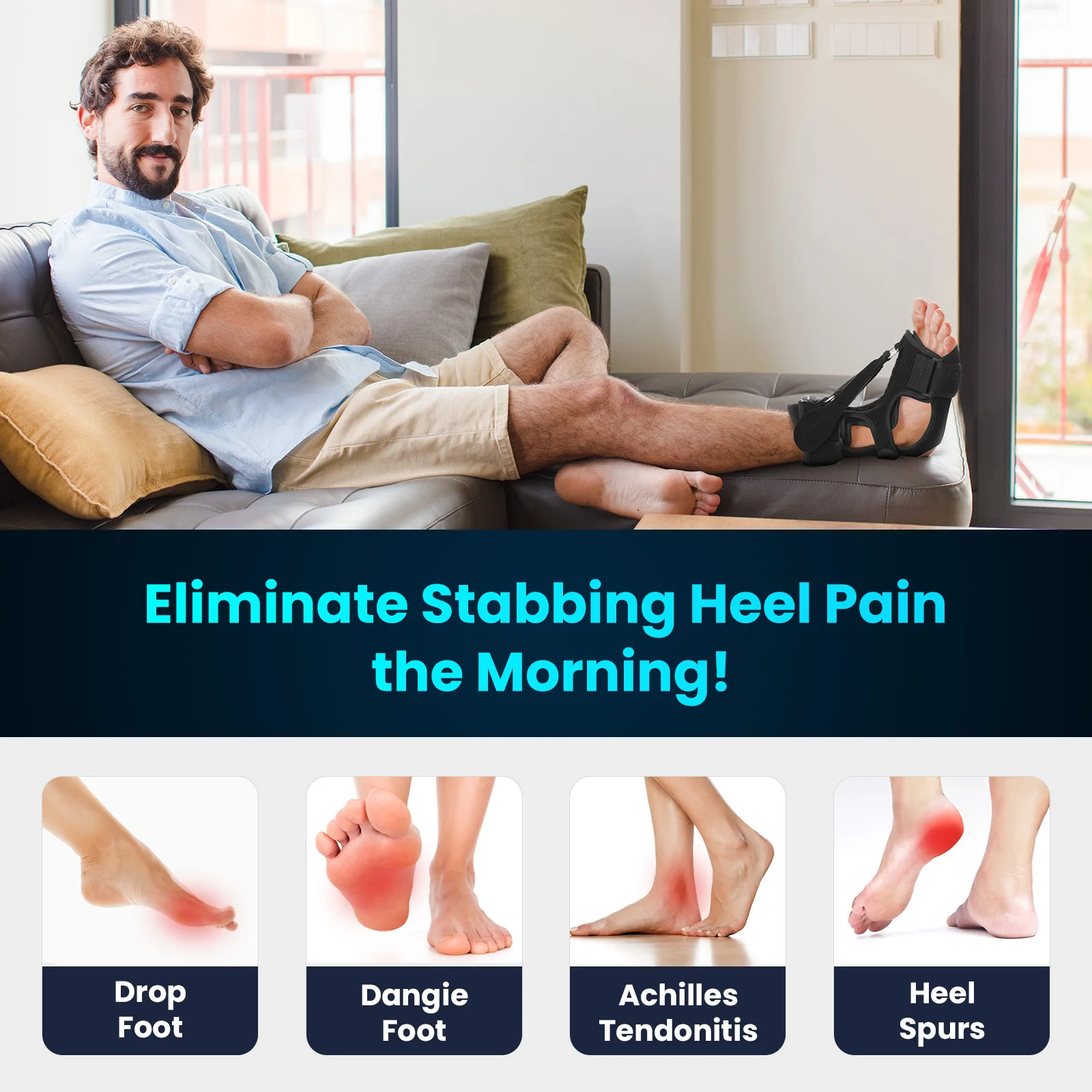 

Sumifun Adjustable Night Splint for Plantar Fasciitis Pain Relief Soft Foot Drop Brace Sleeping Achilles Tendon Stretcher Boot