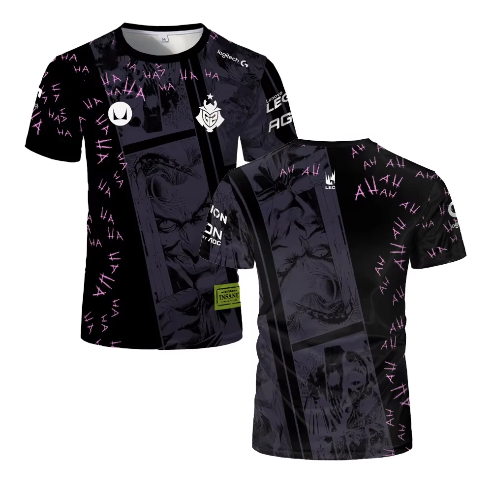 

Новинка 2023 года, летняя футболка для киберспортивных игр G2, спортивная форма национальной сборной, футболка с 3D принтом, дышащие спортивные футболки большого размера с круглым вырезом