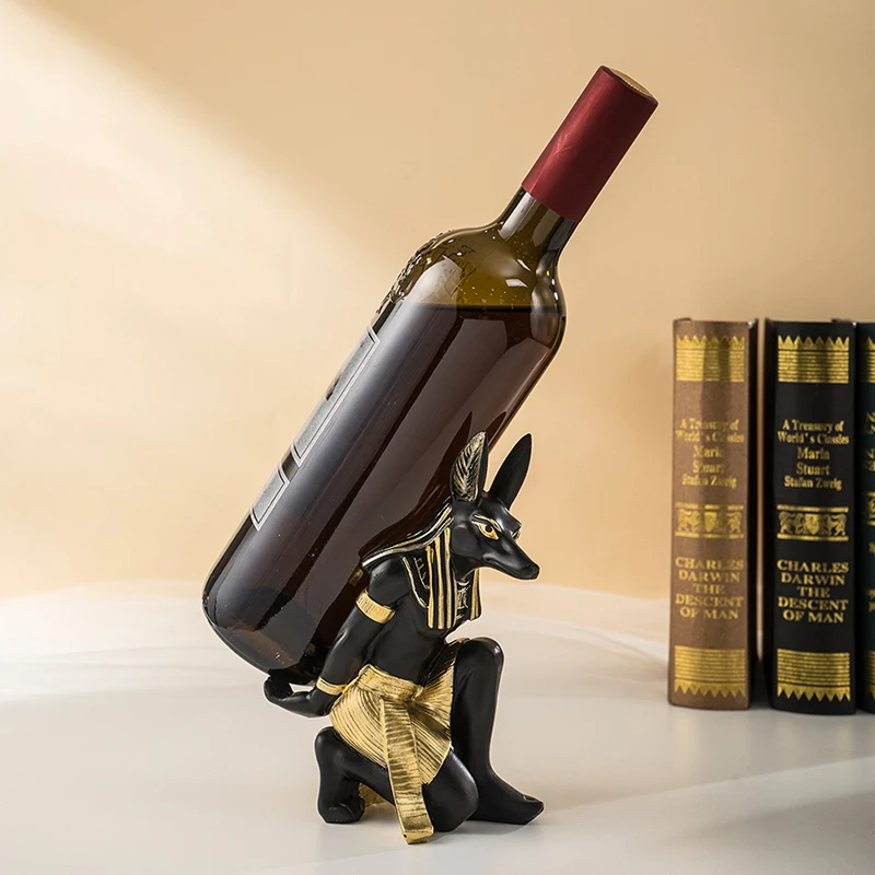 1pcs  Resin Egyptian Anubis Dog Cat God Figurines Wine Rack Bottle Holder Storage Statue Home Living Room Desktop Decor