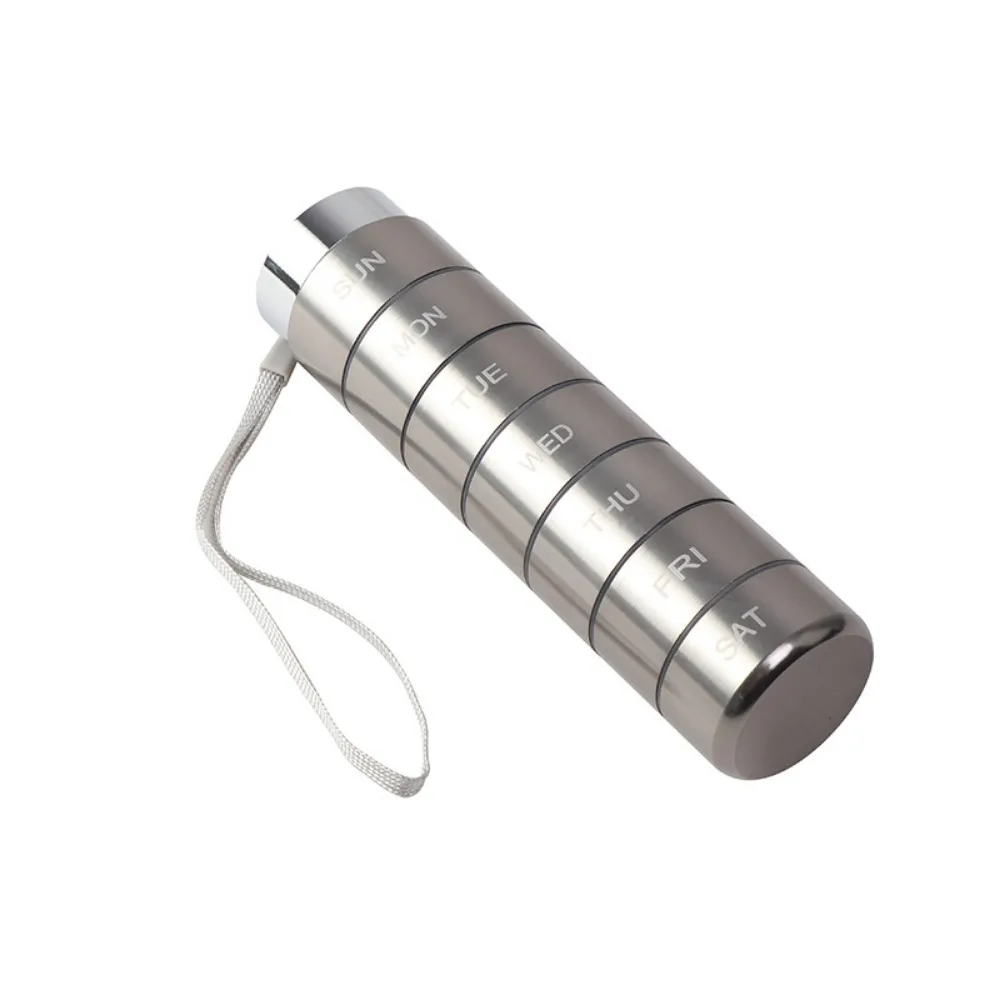 Portable Waterproof Weekly Pill Case 7-Day High Capacity Pill Organizer Sealed Aluminum Alloy Pill Box Tablet Storage