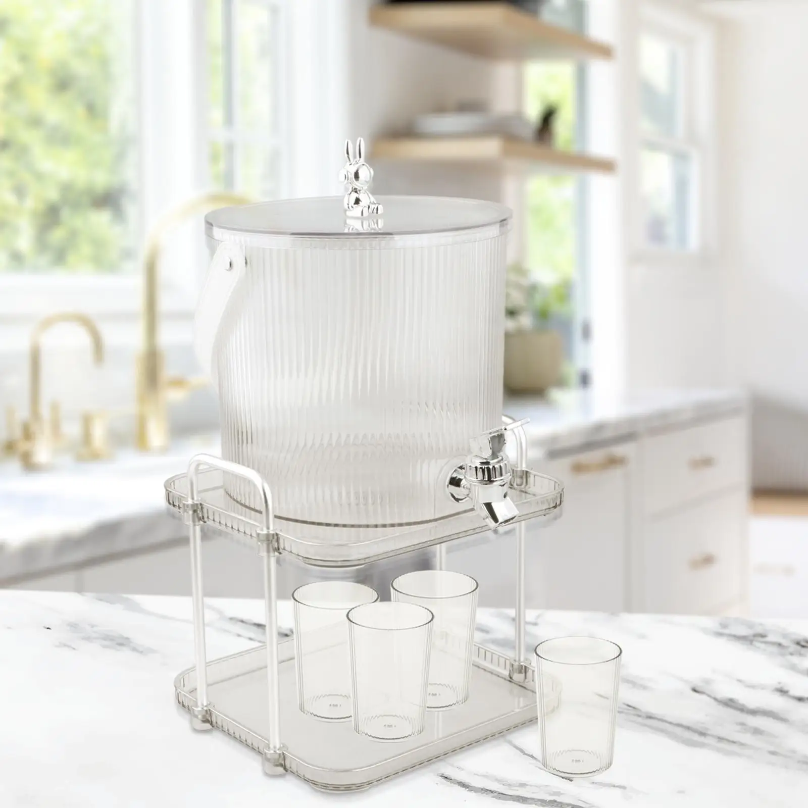 موزع مشروبات سهل التنظيف، إبريق ماء شفاف، موزع مشروبات، غلاية باردة مع صنبور للشواء والنزهات المنزلية للاستخدام اليومي في الهواء الطلق