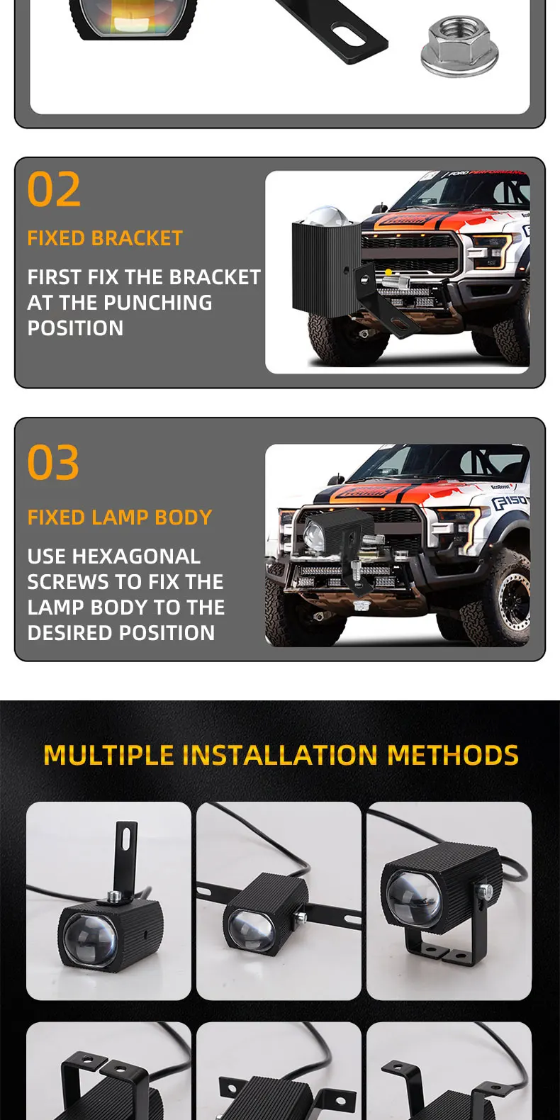 2 Stück Zweifarbige Arbeitsleuchte Mini-Fahrlicht Superhelle Zusatzscheinwerfer für Jeep ATV UTV Auto Nebelscheinwerfer 4x4 Offroad 12V-80V – Detail 4