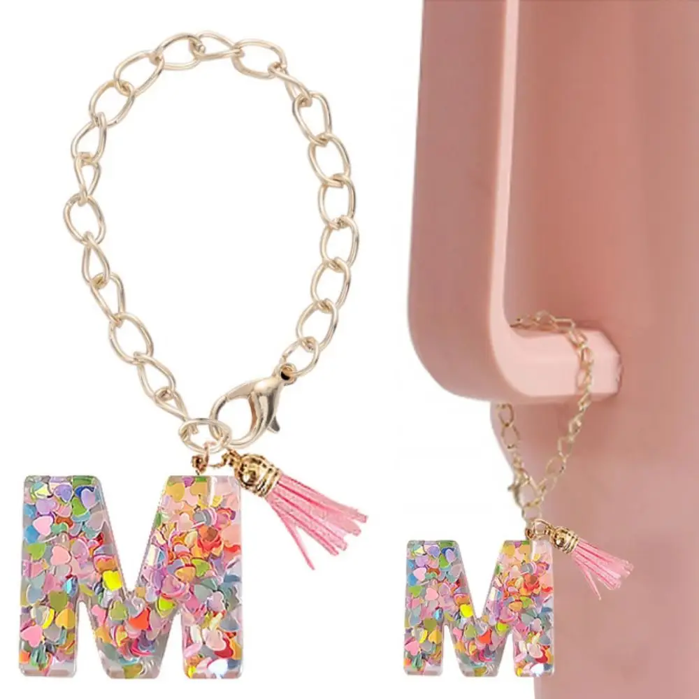 Tassel Charm Letter Charm Accessories Cute Pink Bottle Chain Tumbler Decor Colorful Heart Decor Handle Charm Girls