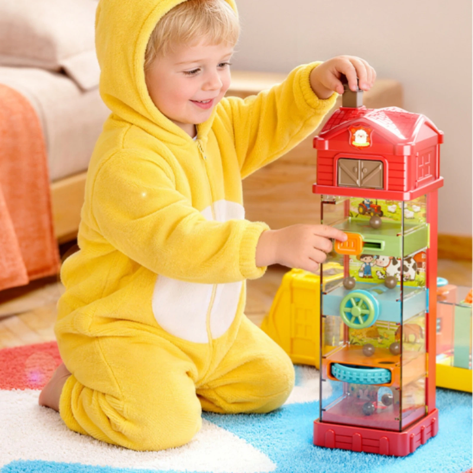 Farm Activity Center Hands-on Child-Centered Activity Toy Cause and Effect Toy Educational Ramp Track Toddler for Toddlers