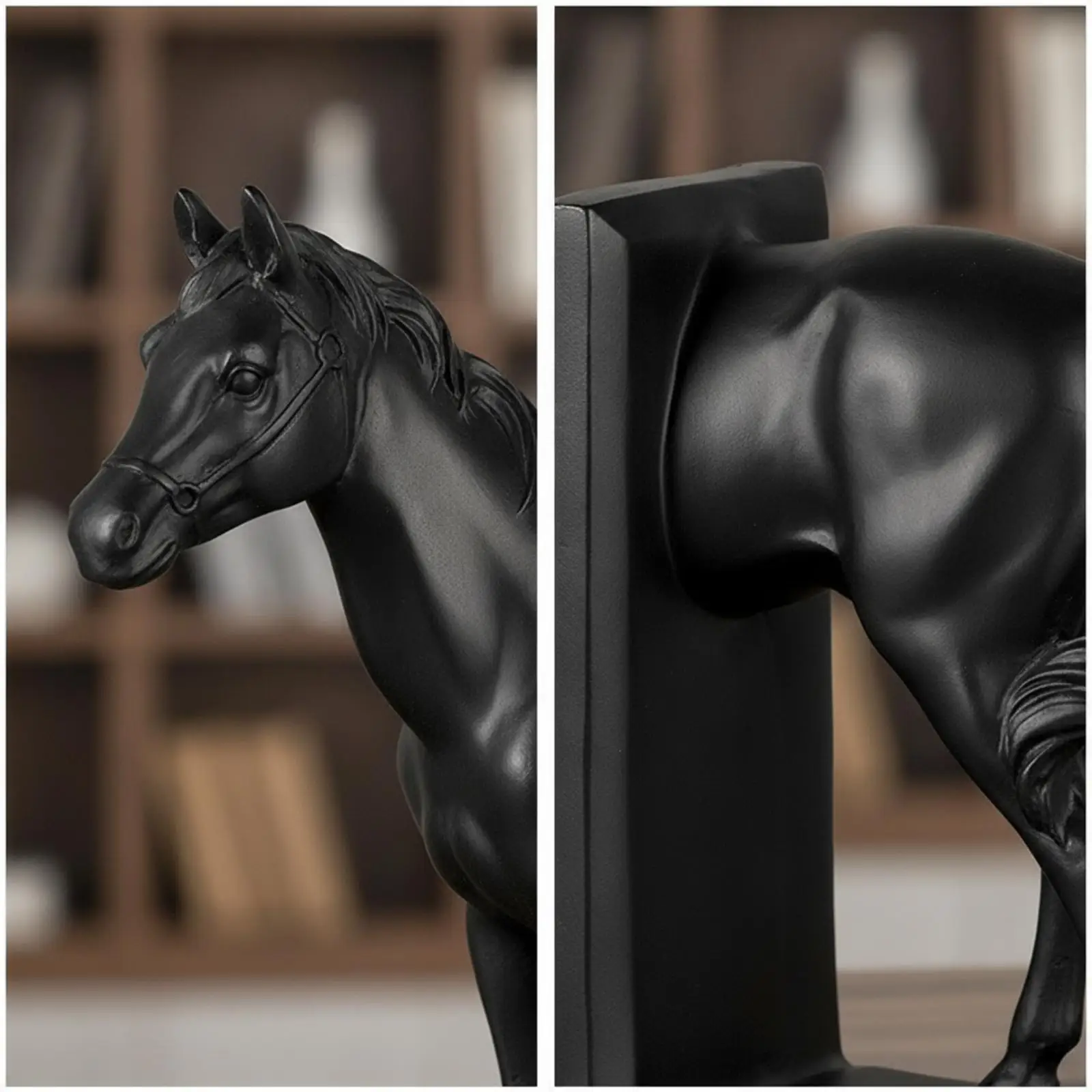 Mirrored Horse Bookends Sturdy Bookends with Rectangular Base Sturdy Book