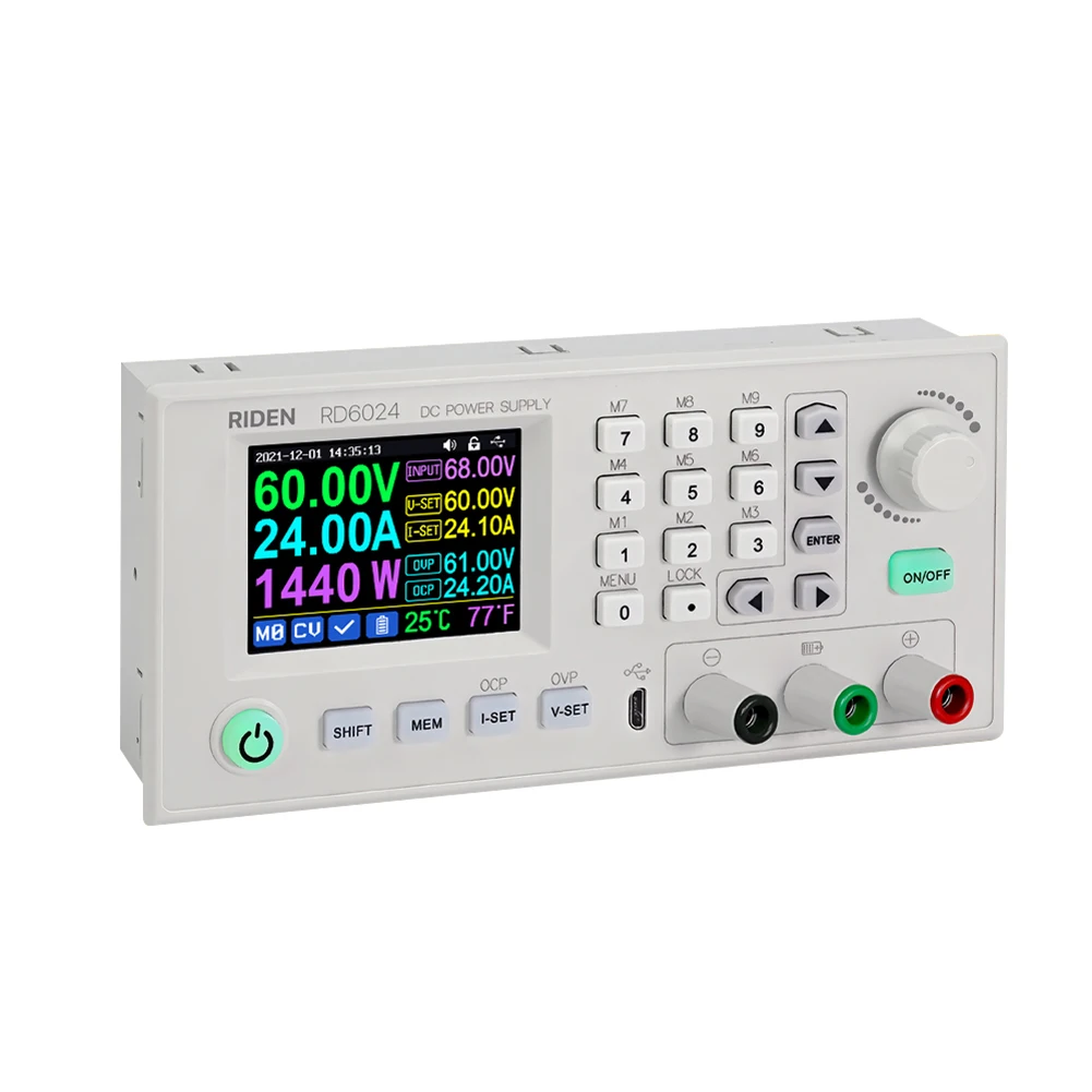 RD6024-W 60V 24A USB Color Display Screen DC Adjustable Step Down Voltage Bench Power Supply Buck Converter Data Storage