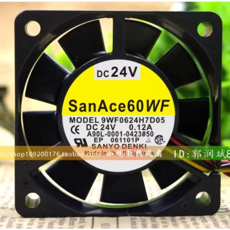 

Original Fan For Sanyo SANYO 9WF0624H7D05 6015 DC24V 0.12A For FANUC Cooling Fan 60x60x15mm