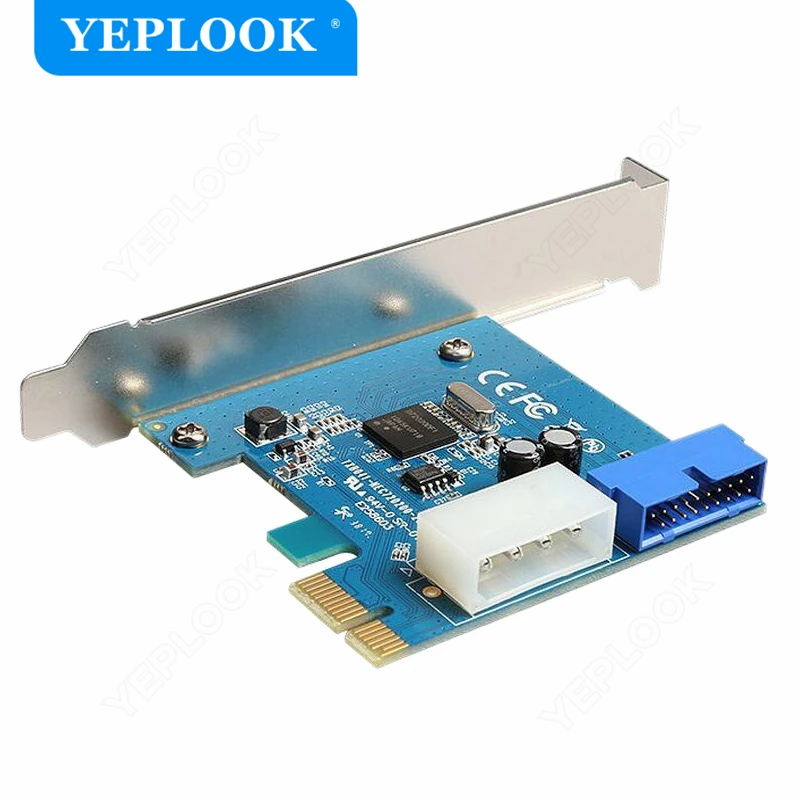 PCI-E x1 Expansion Card PCIe to 19Pin/20Pin + Large 4Pin IDE Power Connector External to Internal Adapter Card NEC720200 Chipset