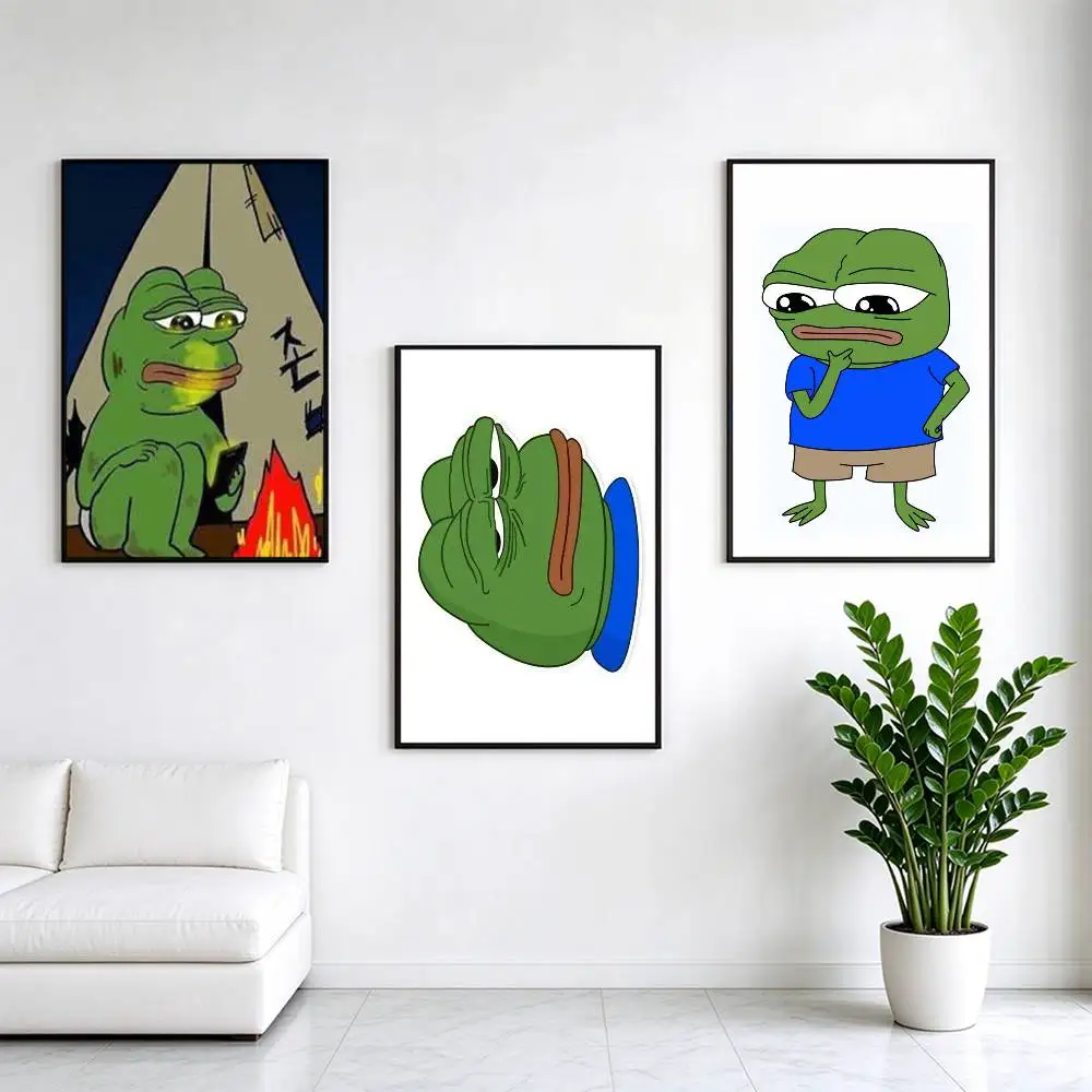 Meme pack Pepe The Frog  Poster Waterproof Wall Art Sticker For Bar Living Room Vintage Decor High Quality Print Gift