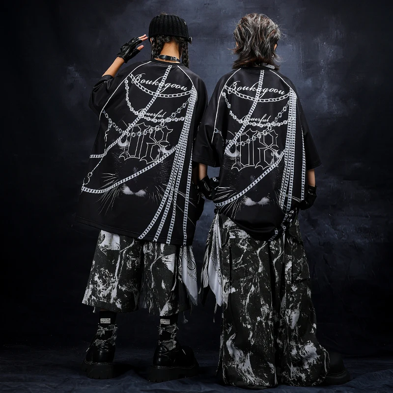 

Hip Hop Boys Cool 3D Printed T-shirt Drawing Pants Girls Street Dance K-pop Costumes Children Streetwear Kids Jazz Clothes Sets