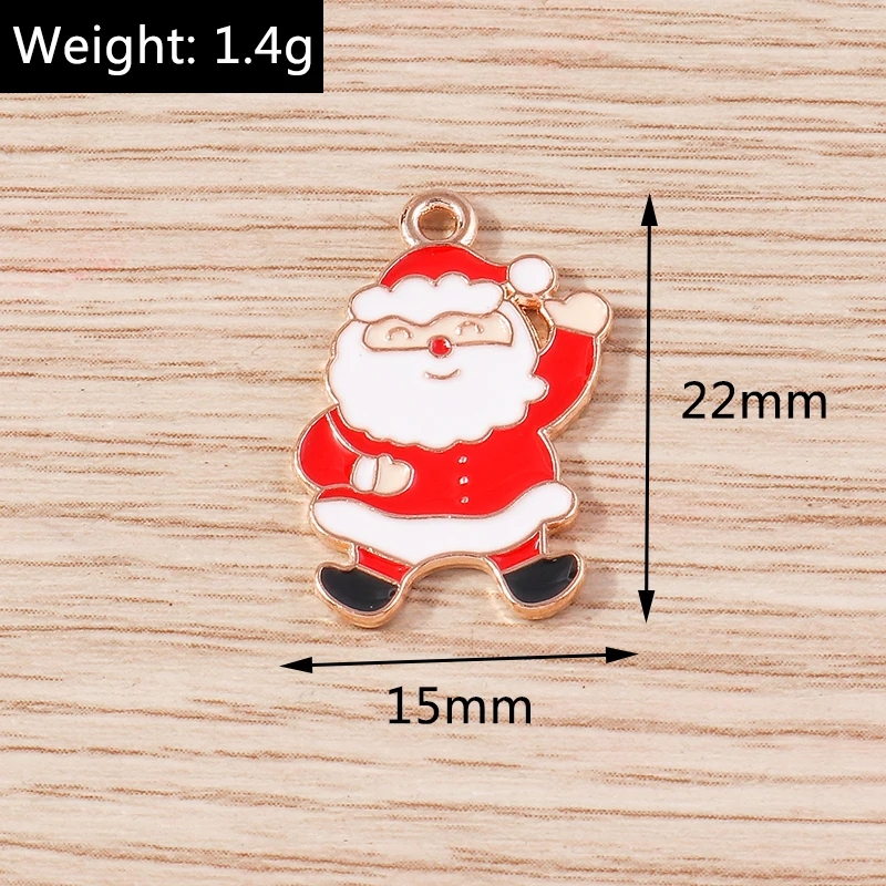 10 stücke mischen niedlichen Emaille Weihnachts baum Schneemann Santa Claus Charms Anhänger für Schmuck machen DIY Ohrringe Halsketten Handwerk liefern – Detail 7