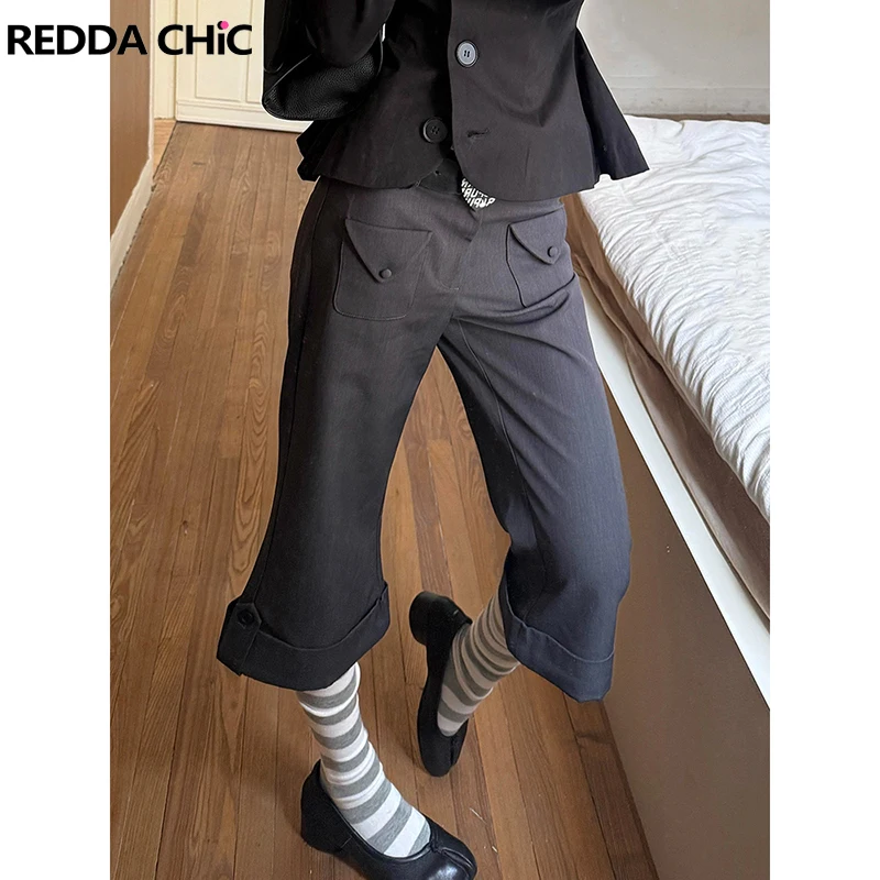 

Женские укороченные брюки ReddaChic: повседневные, винтажные, однотонные, с низкой талией, расклешенные, карго, для работы, на выход, в стиле гранж, на каждый день