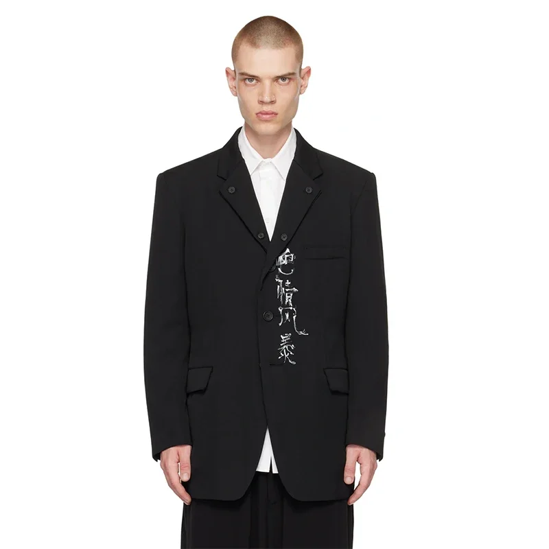 

YOJI OOAK японская оригинальная куртка с штормовым принтом, однобортный пиджак с принтом слога, пальто с тяжелым воротником