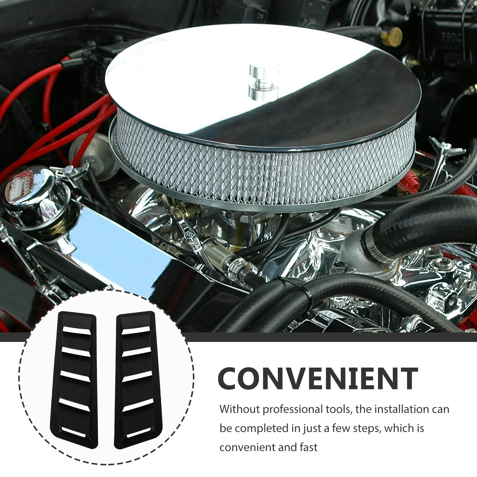 

2pcs Car Hood Vents Auto Intake Bonnet Vent Covers For Vehicle Modification Abs Durable Engine Heat Dissipation Hood Vents