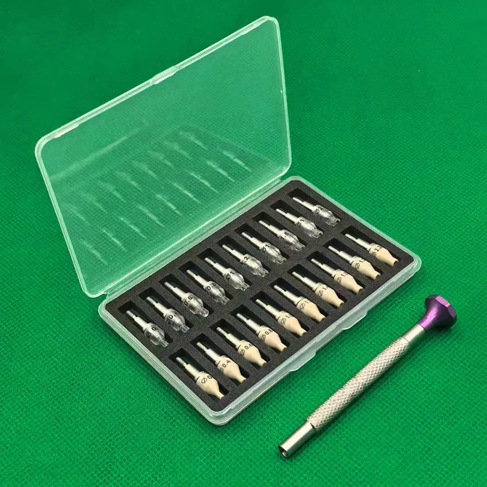 Watch Hand Press Tool Set Metal Handle 20pcs PEEK Acrylic Precision Tips 0 to 2.2mm Watch Repair Tool Watch Hand Press Tool