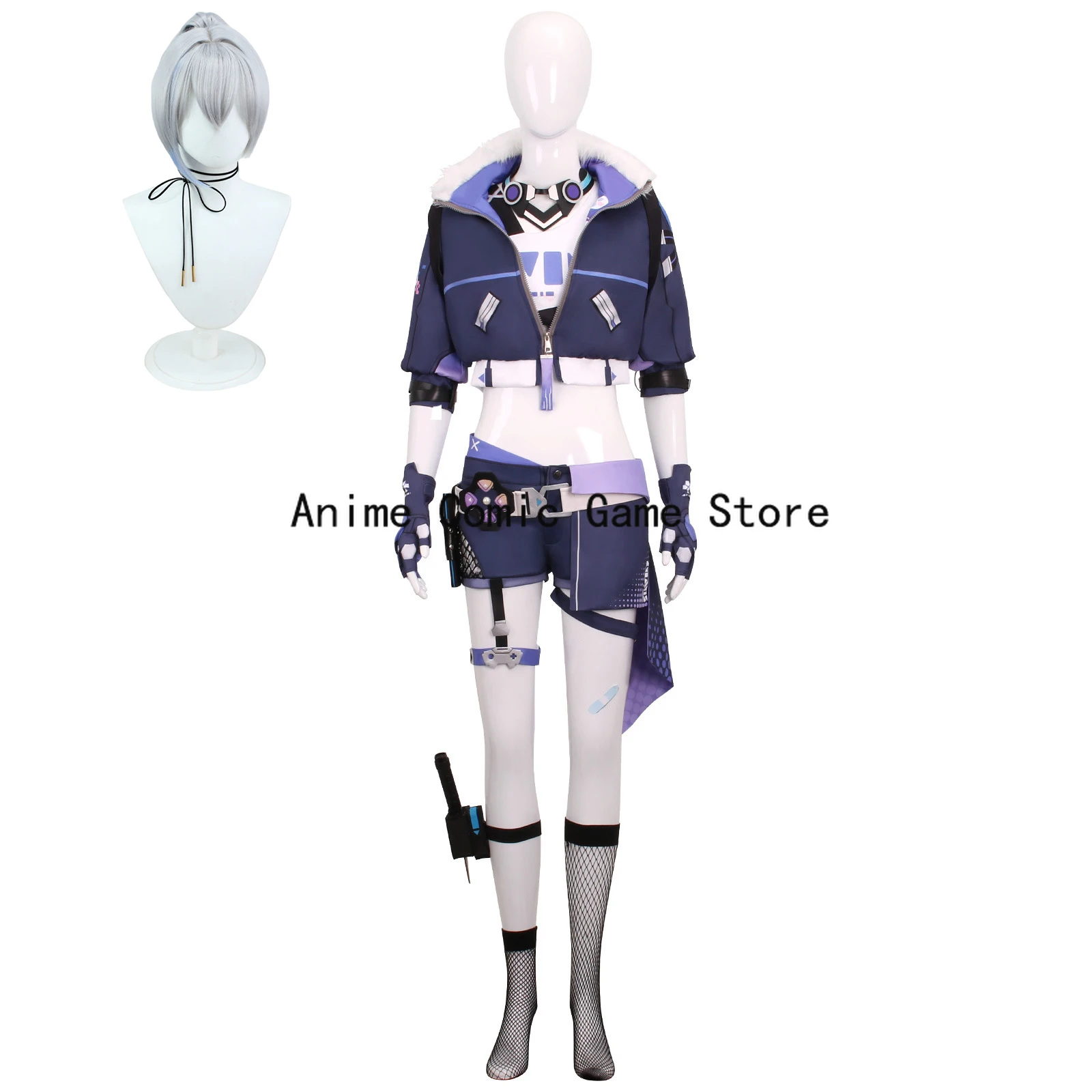 

Silver Wolf Cosplay Honkai Star Rail Costume Wig Anime Game Stellaron Hunters Hacker Halloween Party for Women