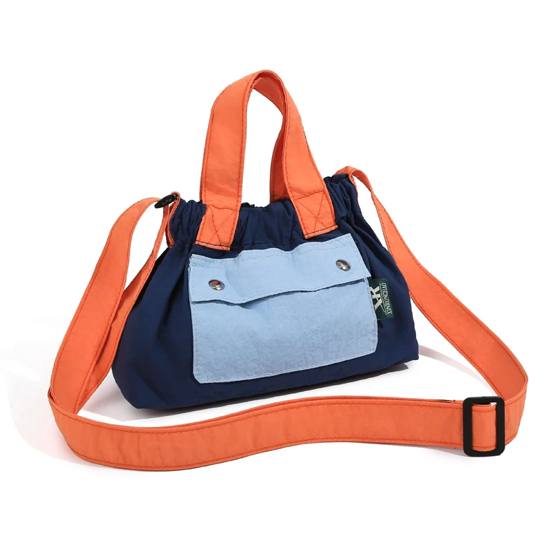 

Новинка 2025 года, холщовая сумка-тоут, повседневная сумка контрастного цвета, студенческая сумка-ведро на одно плечо, наклонная сумка через плечо