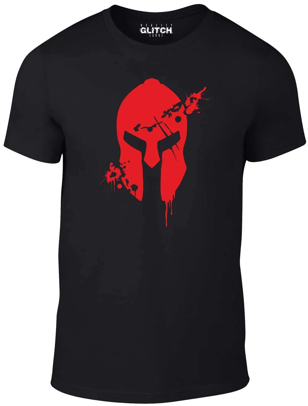 Reality Glitch Men'S Bloodied Spartan Helmet T Shirt