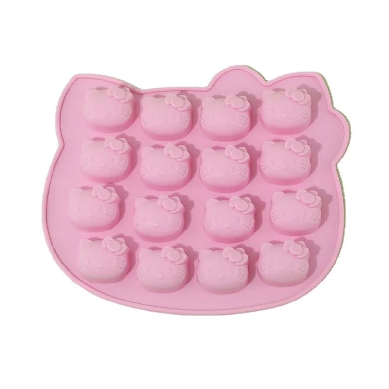 Sanrio Hello Kitty 16 Cells Silicon Mold Ice Molds Cartoon Baking Cake Chocolate Cube Pudding Cubes Moulds Pastry Kitchen Tools