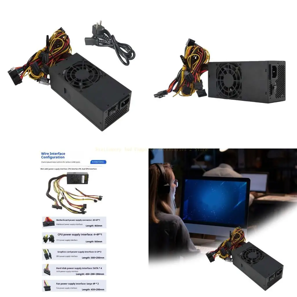 

Настольный блок питания TFX, 400 Вт, вход 110–240 В, множественное защитное охлаждение, 8 см